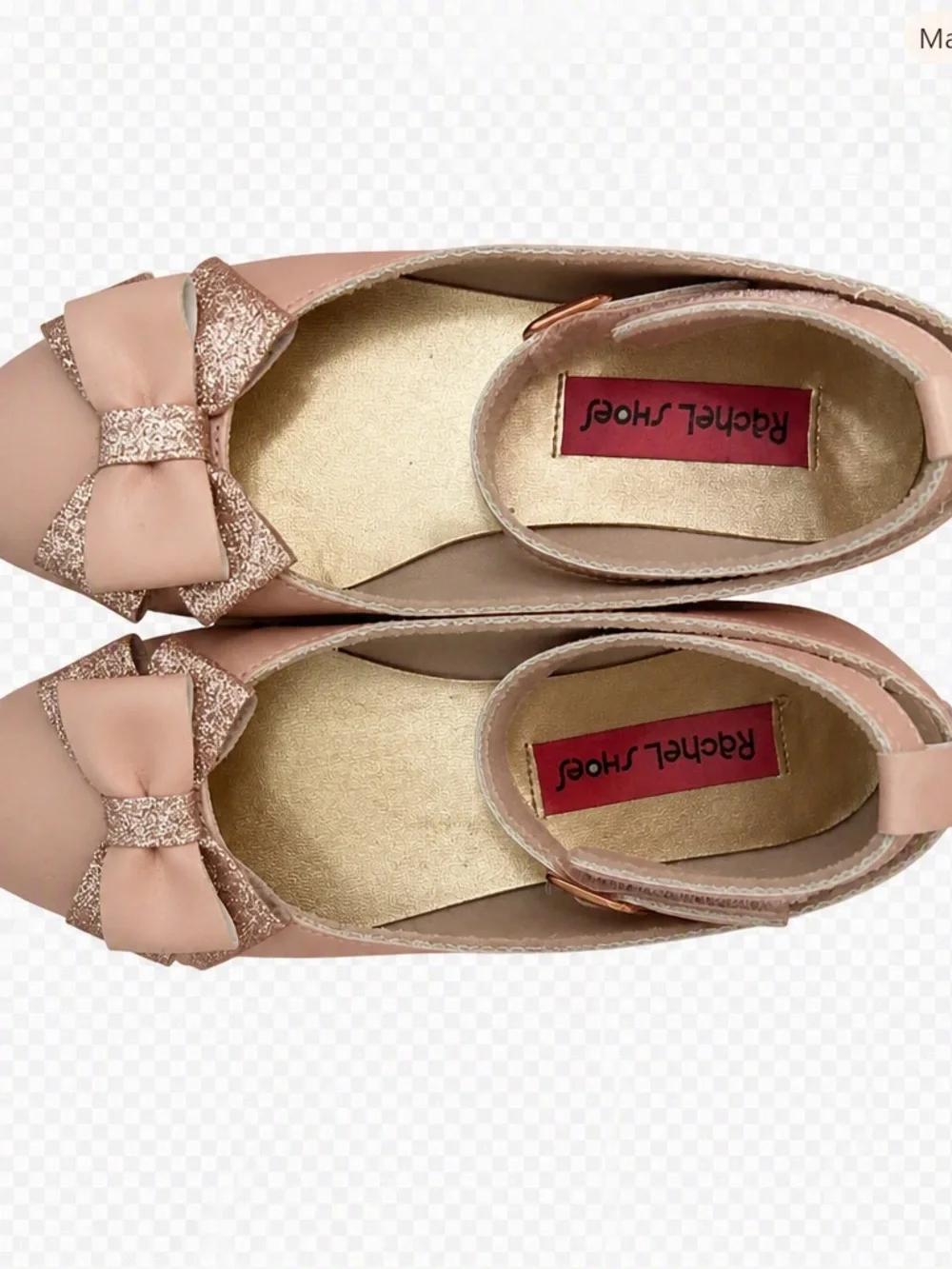 Rachel Shoes Blush Pink Bow Ballet Flats with Sparkle Accent